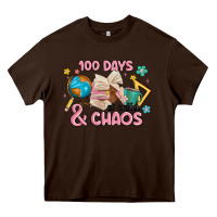 Chocolate Brown 100 days of coffe and chaos Heavy Core Tee - MaliasSmallBusiness