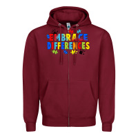 Burgundy Embrace differences Zipper Hoodie - FaDigitalArtStudio