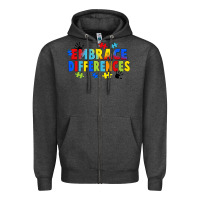 Charcoal Heather Embrace differences Zipper Hoodie - FaDigitalArtStudio