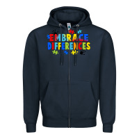 Navy Embrace differences Zipper Hoodie - FaDigitalArtStudio