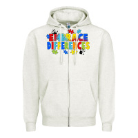 Oatmeal Heather Embrace differences Zipper Hoodie - FaDigitalArtStudio