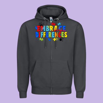 Embrace Differences Zipper Hoodie Designed By Fadigitalartstudio