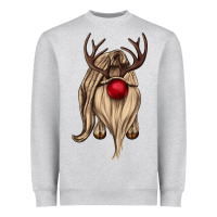 Heather Grey deer gnome Heavyweight Sweatshirt - CowGirlArtShop
