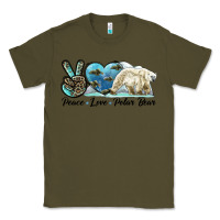 Army Green peace love polar bear Classic Tee - LillyAllenDesigns