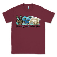 Burgundy peace love polar bear Classic Tee - LillyAllenDesigns