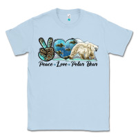 Dusty Blue peace love polar bear Classic Tee - LillyAllenDesigns