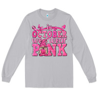 Moon Dust In October We Wear Pink with Gnome Long Sleeve Tee - texasbilliewilder