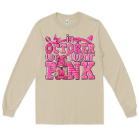 Mushroom In October We Wear Pink with Gnome Long Sleeve Tee - texasbilliewilder