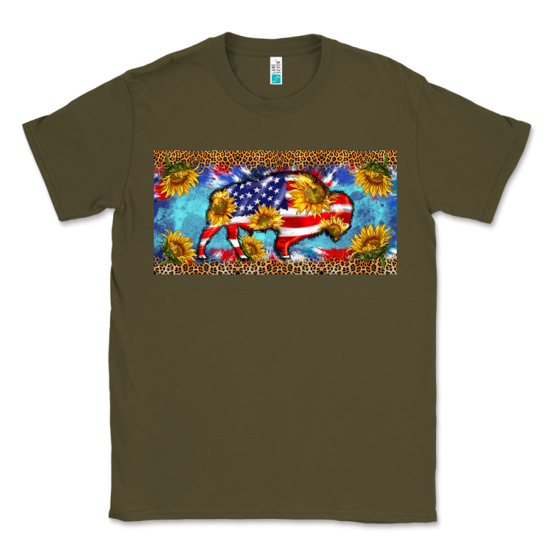 Bison Amerıcan Flag  License Plate Template Classic Tee by BarkalooDesign | Teevron