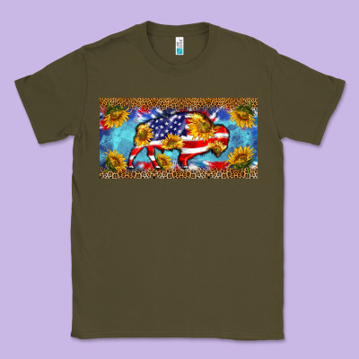 Bison Amerıcan Flag  License Plate Template Classic Tee Designed By Barkaloodesign