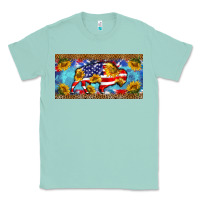 Seafoam bison amerıcan flag  license plate template Classic Tee - BarkalooDesign