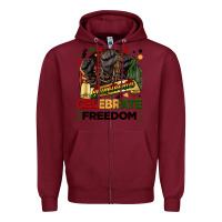 Burgundy Juneteenth celebrate freedom Zipper Hoodie - FaDigitalArtStudio