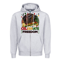 Heather Grey Juneteenth celebrate freedom Zipper Hoodie - FaDigitalArtStudio