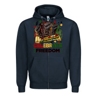Navy Juneteenth celebrate freedom Zipper Hoodie - FaDigitalArtStudio