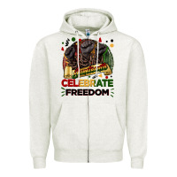 Oatmeal Heather Juneteenth celebrate freedom Zipper Hoodie - FaDigitalArtStudio