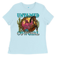 Baby Blue untamed cowgirl Ladies Tee - NancyCooperArtShop