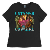 Black untamed cowgirl Ladies Tee - NancyCooperArtShop