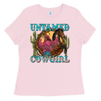 Bubblegum Pink untamed cowgirl Ladies Tee - NancyCooperArtShop