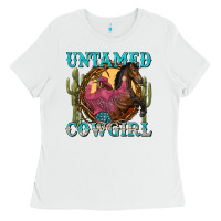 White untamed cowgirl Ladies Tee - NancyCooperArtShop