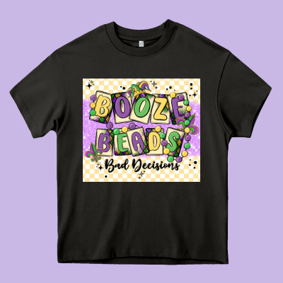 Booze Beads Heavy Core Tee Designed By Maliassmallbusiness