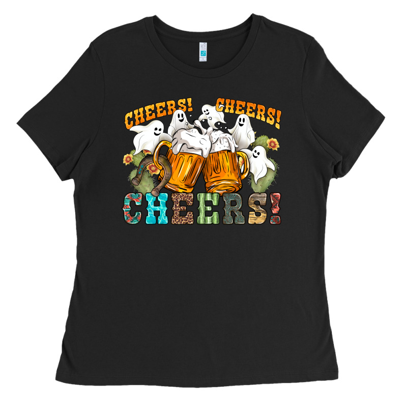 Western Cheers With Ghosts Ladies Tee by NancyCooperArtShop | Teevron