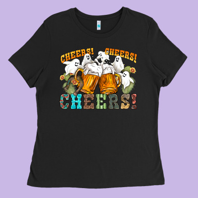 Western Cheers With Ghosts Ladies Tee Designed By Nancycooperartshop