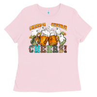 Bubblegum Pink western cheers with ghosts Ladies Tee - NancyCooperArtShop