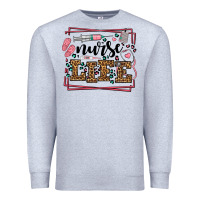 Heather Grey Nurse life leopard frame Premium Sweatshirt - LillyAllenDesigns