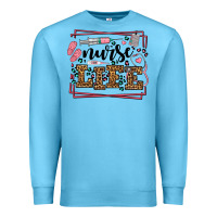 Ocean Blue Nurse life leopard frame Premium Sweatshirt - LillyAllenDesigns