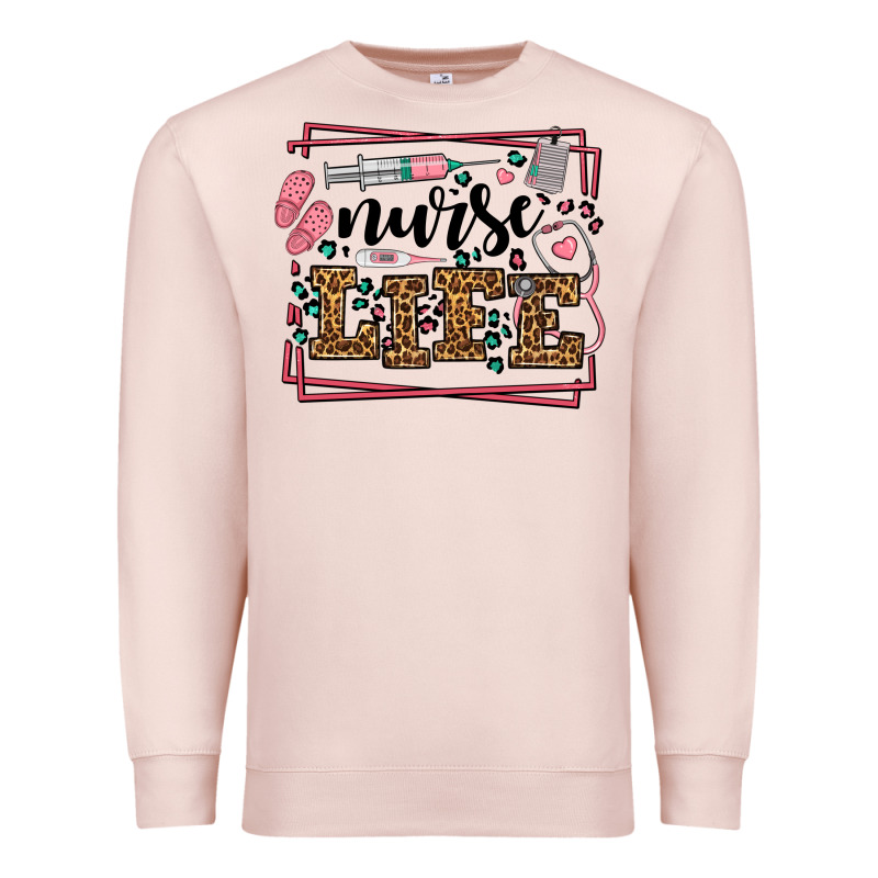 Nurse Life Leopard Frame Premium Sweatshirt by LillyAllenDesigns | Teevron