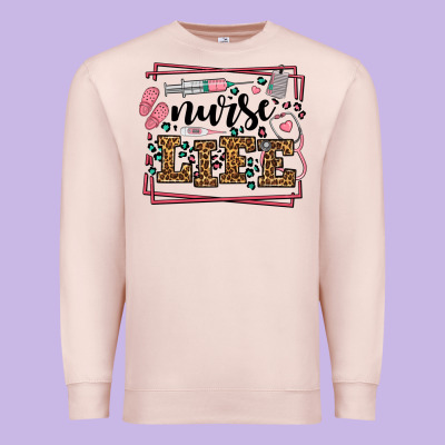 Nurse Life Leopard Frame Premium Sweatshirt Designed By Lillyallendesigns