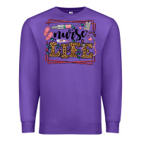 Purple Nurse life leopard frame Premium Sweatshirt - LillyAllenDesigns