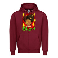 Burgundy blessed juneteenth Zipper Hoodie - FaDigitalArtStudio