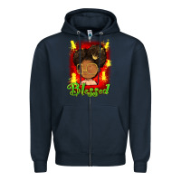 Navy blessed juneteenth Zipper Hoodie - FaDigitalArtStudio
