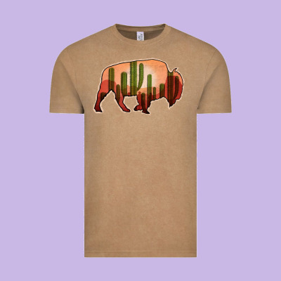 Cactus Bison Silhouette Vintage Tee Designed By Bettercallsaul