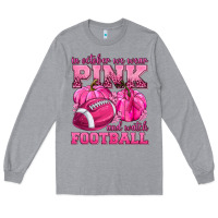 Heather Grey In October We Wear Pink Watch Football Long Sleeve Tee - texasbilliewilder