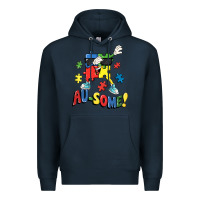 Navy Au-some! Autism puzzle dabbing Premium Hoodie - FaDigitalArtStudio