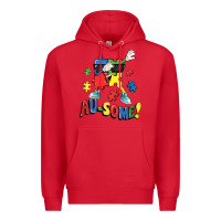Red Au-some! Autism puzzle dabbing Premium Hoodie - FaDigitalArtStudio