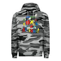 Slate Camo Au-some! Autism puzzle dabbing Premium Hoodie - FaDigitalArtStudio