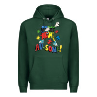 Sports Green Au-some! Autism puzzle dabbing Premium Hoodie - FaDigitalArtStudio
