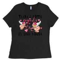 Black there's some cupid's in this house Ladies Tee - MaliasSmallBusiness