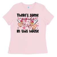 Bubblegum Pink there's some cupid's in this house Ladies Tee - MaliasSmallBusiness