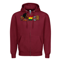 Burgundy Power Juneteenth Zipper Hoodie - FaDigitalArtStudio