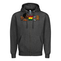 Charcoal Heather Power Juneteenth Zipper Hoodie - FaDigitalArtStudio