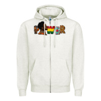 Oatmeal Heather Power Juneteenth Zipper Hoodie - FaDigitalArtStudio