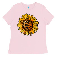 Bubblegum Pink sunflower leopard Ladies Tee - Jasminsmagicworld