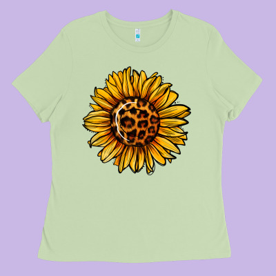 Sunflower Leopard Ladies Tee Designed By Jasminsmagicworld