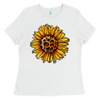 White sunflower leopard Ladies Tee - Jasminsmagicworld