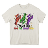 Cream i'm just here for the crawfish Heavy Core Tee - MaliasSmallBusiness