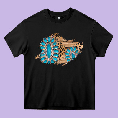 Gemstone Wood Leopard Patch Heavy Core Tee Designed By Adodesignshop
